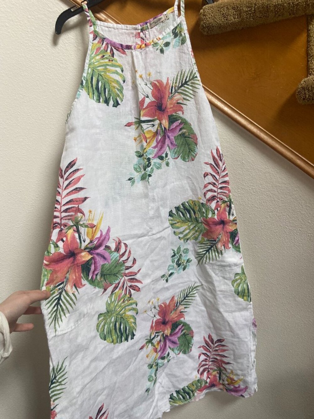 Lungo l'arno 100% linen beach dress tropical print sz S